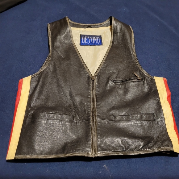 Leather Biker Vest by Beyond Leather - Picture 1 of 14